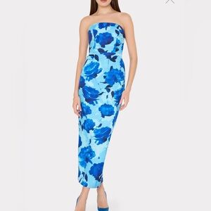 Milly Strapless Blue Floral Dress